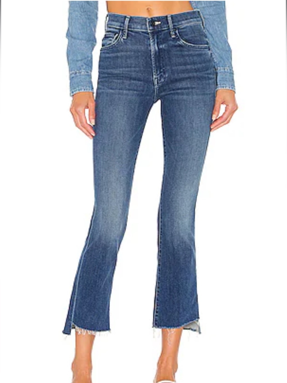 Mother The Insider Crop Step Fray Wish On A Star Flare Raw Hem 32